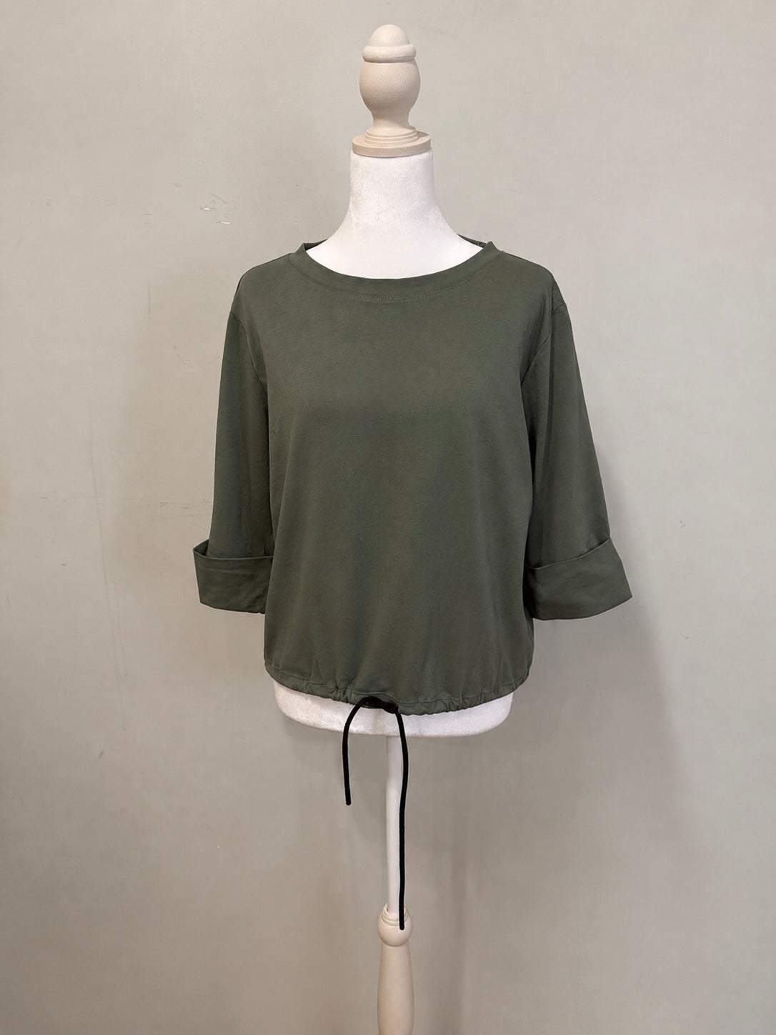 Drawstring Top - Sz XS - Eucalyptus/Black - Final Sale